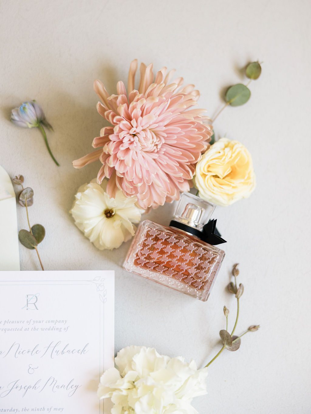 Hydrangea Meadow watercolor belly band and custom wedding details card